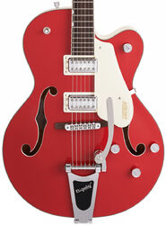 Semi hollow elektriche gitaar Gretsch G5410T Electromatic Tri-Five Hollow Body Bigsby - 2-tone fiesta red on vintage white