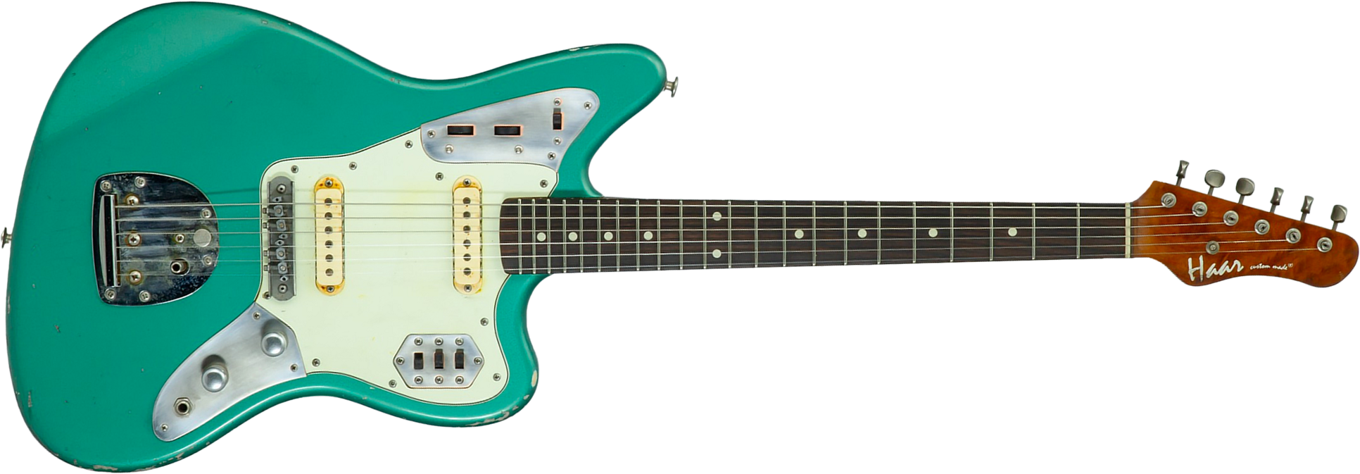 Haar Guitars Trad Jg 2s Amber Trem Rw #43594 - Aged Sherwood Green Metallic - Retro-rock elektrische gitaar - Main picture