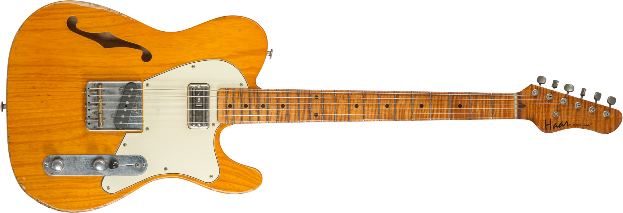 Haar Guitars Trad T Thinline Sh Tv Jones / Lindy Fralin Ht Mn #42270 - Aged Orange Antique - Televorm elektrische gitaar - Main picture