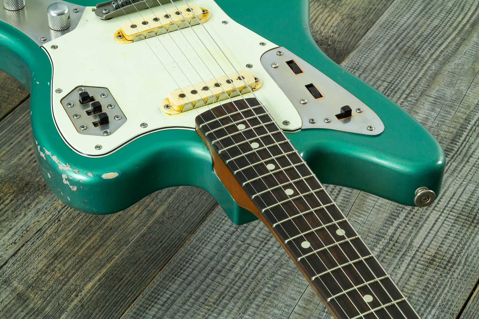 Haar Guitars Trad Jg 2s Amber Trem Rw #43594 - Aged Sherwood Green Metallic - Retro-rock elektrische gitaar - Variation 6