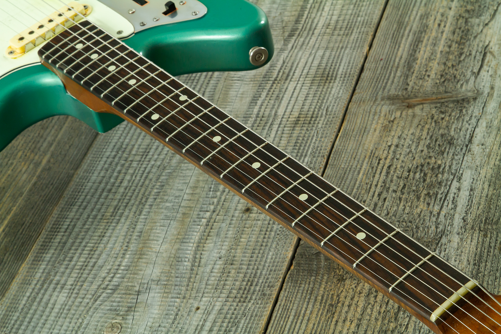 Haar Guitars Trad Jg 2s Amber Trem Rw #43594 - Aged Sherwood Green Metallic - Retro-rock elektrische gitaar - Variation 7