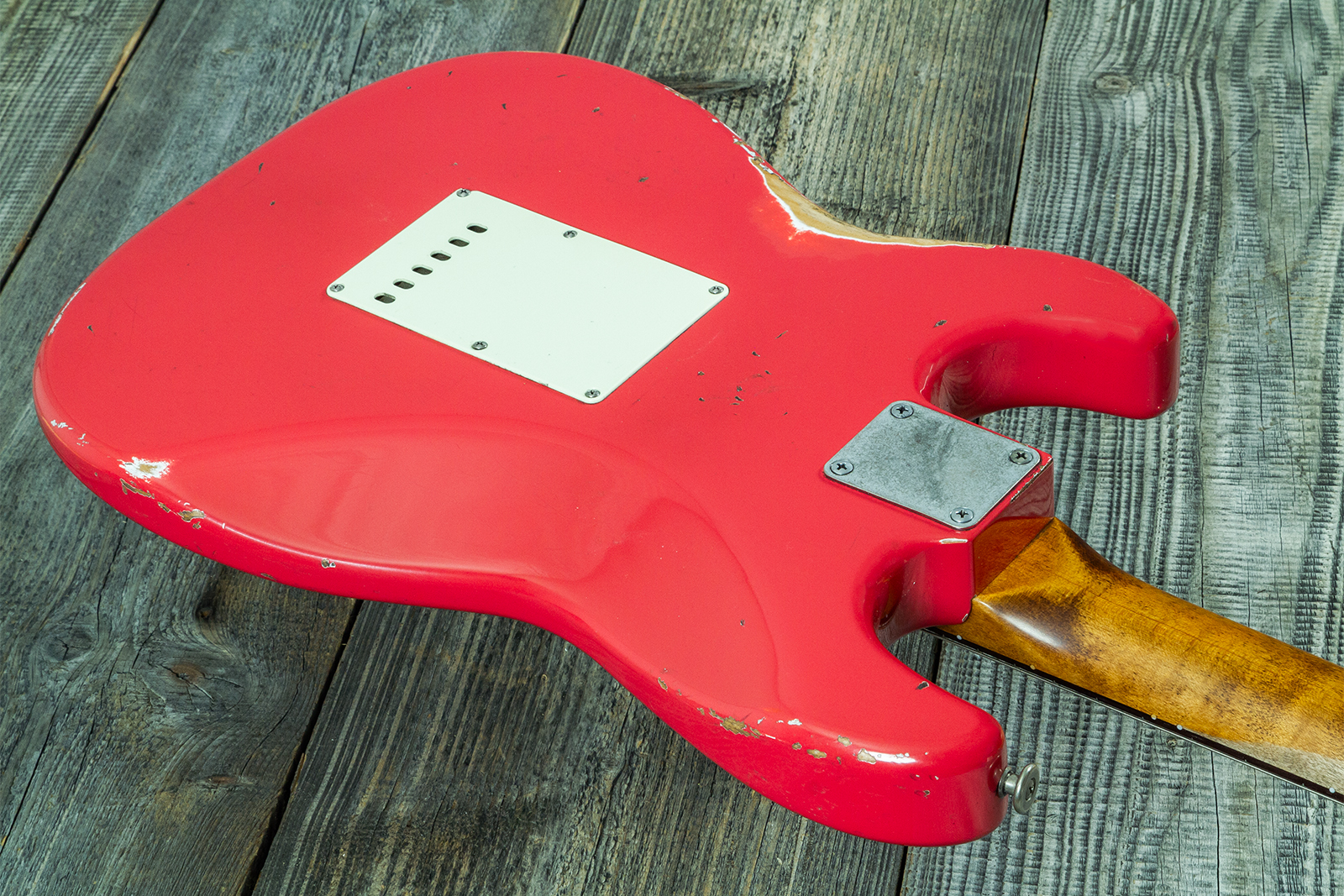 Haar Guitars Trad S 3s Klopppmann Trem Rw #43486 - Aged Fiesta Red - Elektrische gitaar in Strat vorm - Variation 7