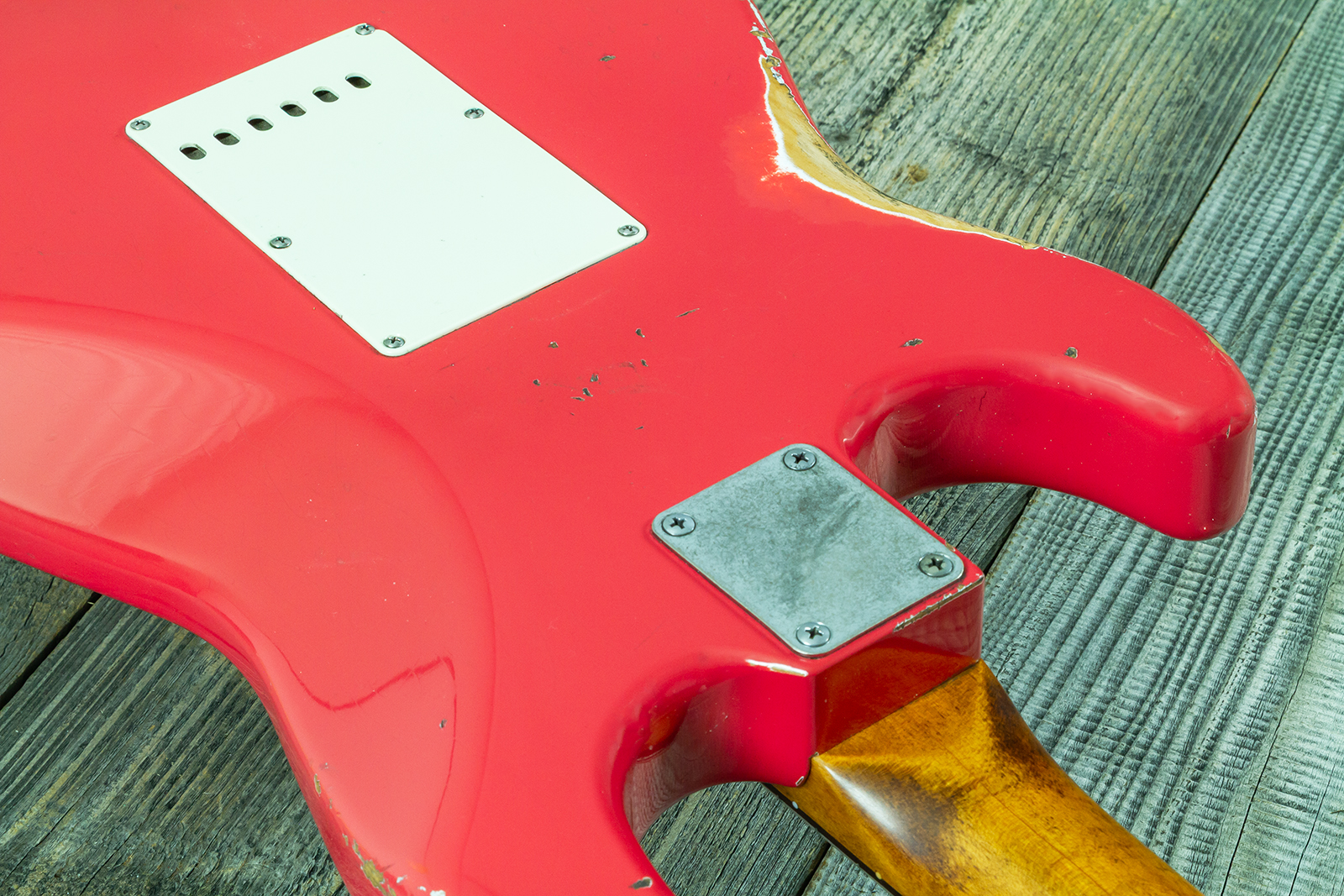 Haar Guitars Trad S 3s Klopppmann Trem Rw #43486 - Aged Fiesta Red - Elektrische gitaar in Strat vorm - Variation 8