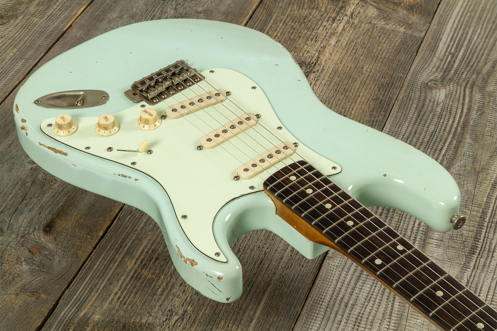 Haar Guitars Trad S 3s Lindy Fralin Trem Rw #43487 - Aged Surf Green - Elektrische gitaar in Strat vorm - Variation 2