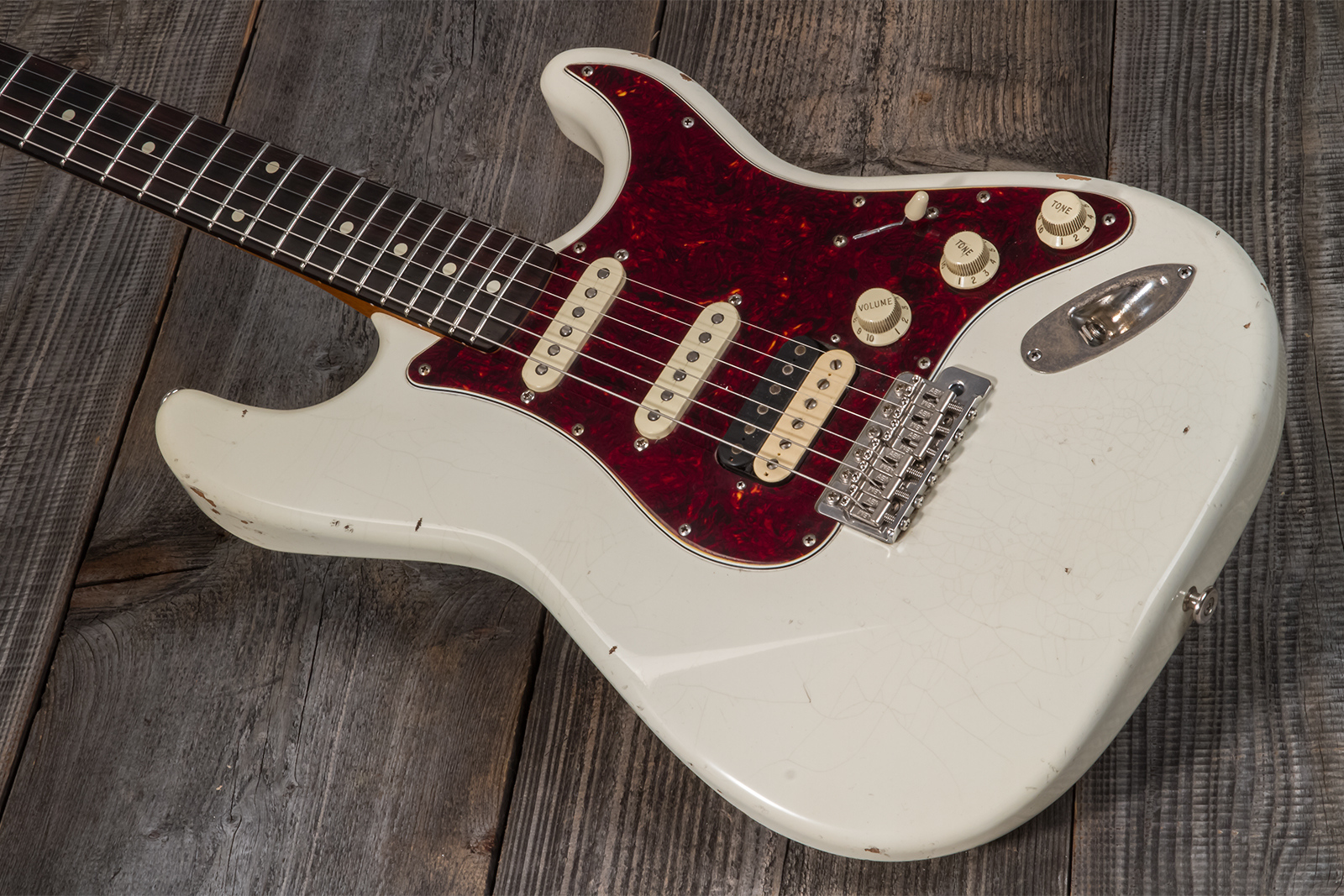 Haar Guitars Trad S Hss Lindy Fralin Trem Rw #42275 - Aged Olympic White - Elektrische gitaar in Str-vorm - Variation 2