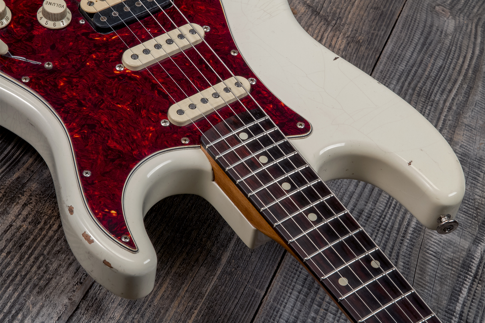 Haar Guitars Trad S Hss Lindy Fralin Trem Rw #42275 - Aged Olympic White - Elektrische gitaar in Str-vorm - Variation 4