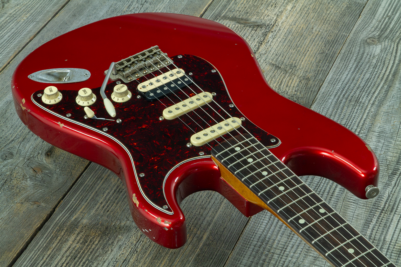 Haar Guitars Trad S Hss Lindy Fralin Trem Rw #43516 - Aged Candy Apple Red - Elektrische gitaar in Strat vorm - Variation 4