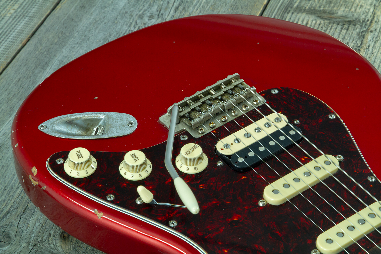 Haar Guitars Trad S Hss Lindy Fralin Trem Rw #43516 - Aged Candy Apple Red - Elektrische gitaar in Strat vorm - Variation 5