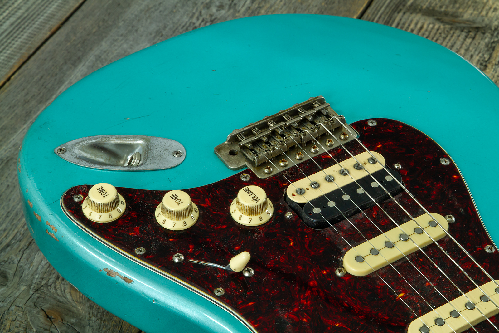 Haar Guitars Trad S Hss Lindy Fralin Trem Rw #43592 - Aged Teal Green Metallic - Elektrische gitaar in Strat vorm - Variation 3