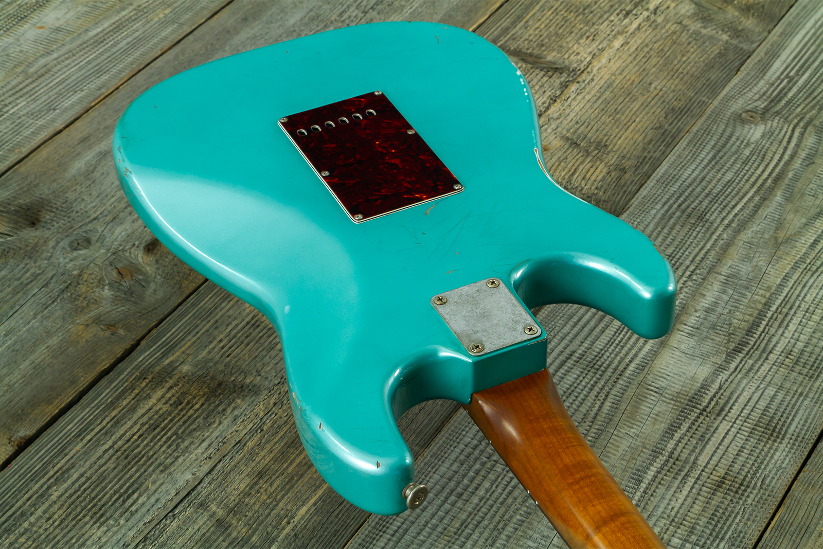 Haar Guitars Trad S Hss Lindy Fralin Trem Rw #43592 - Aged Teal Green Metallic - Elektrische gitaar in Strat vorm - Variation 7