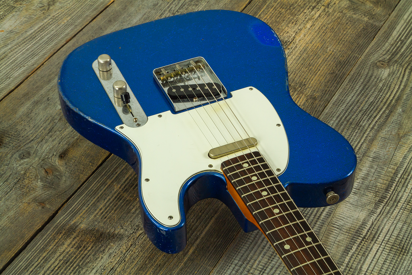 Haar Guitars Trad T 2s Lindy Fralin #43671 - Aged Sparkle Blue - Televorm elektrische gitaar - Variation 2