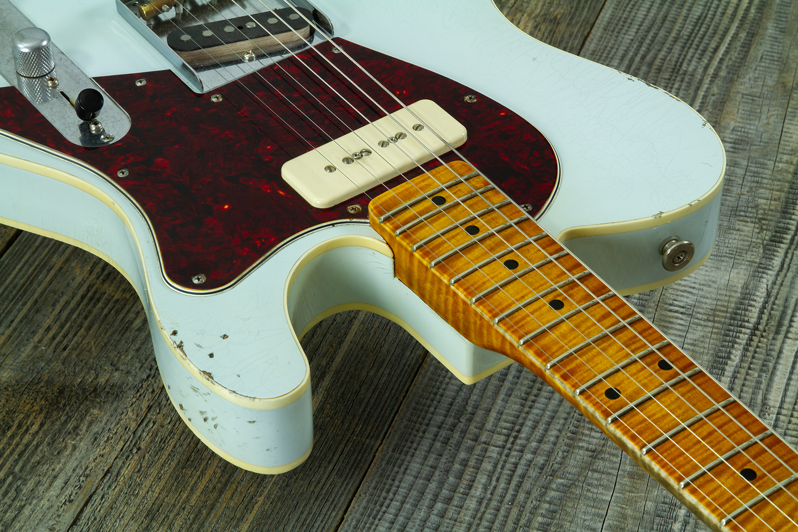 Haar Guitars Trad T  2s Lindy Fralin P90 #43675 - Aged Faded Sonic Blue - Televorm elektrische gitaar - Variation 6
