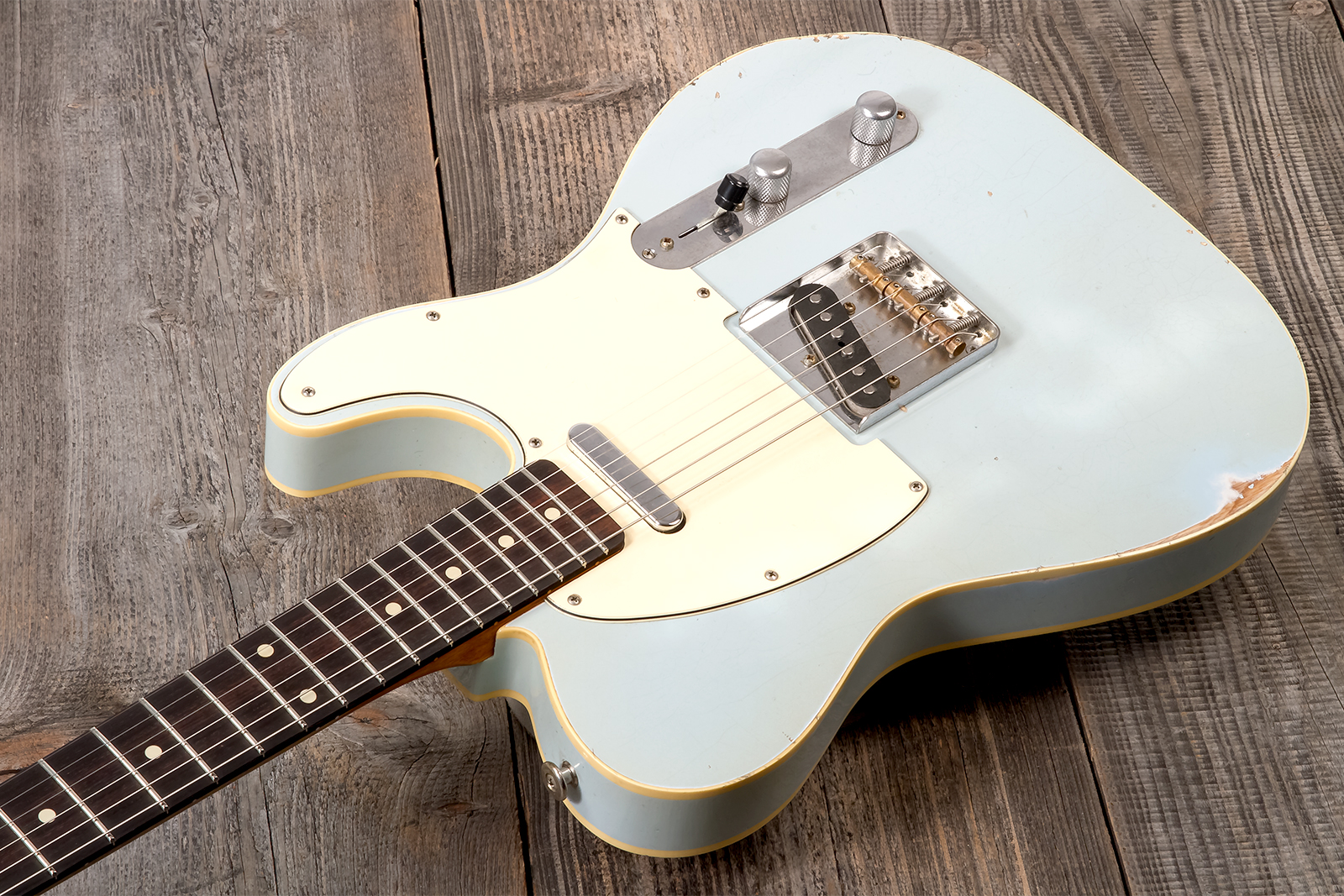 Haar Guitars Trad T Custom 2s Lindy Fralin Ht Rw #42268 - Aged Sonic Blue - Televorm elektrische gitaar - Variation 2