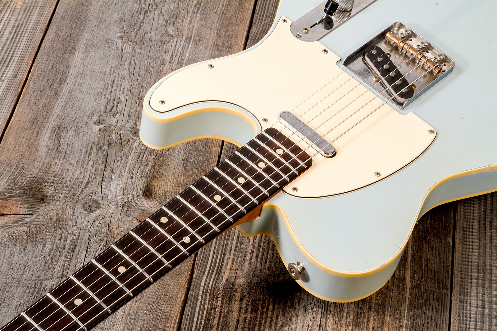 Haar Guitars Trad T Custom 2s Lindy Fralin Ht Rw #42268 - Aged Sonic Blue - Televorm elektrische gitaar - Variation 3