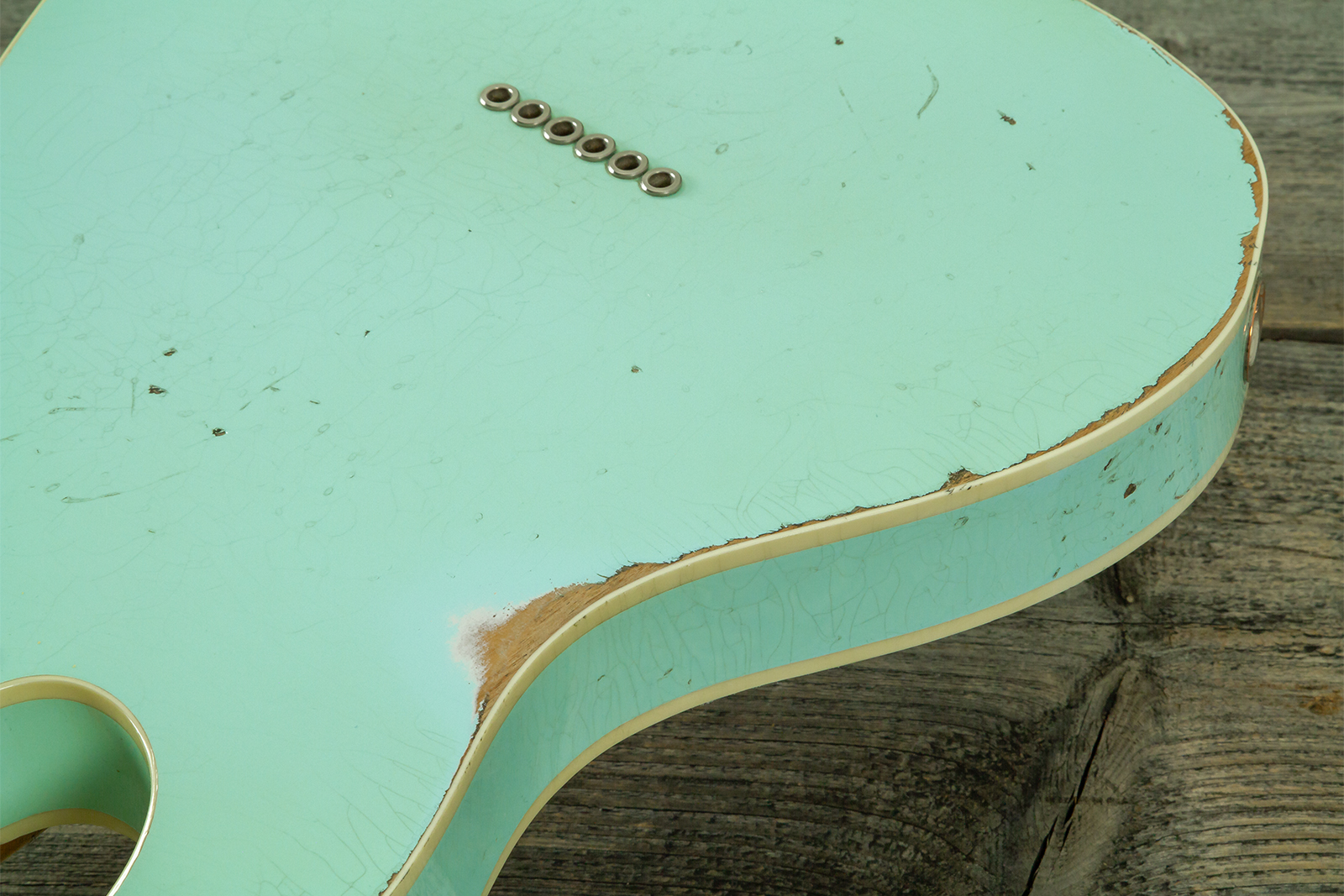 Haar Guitars Trad T Custom 2s Lindy Fralin Mn #43669 - Aged Surf Green - Televorm elektrische gitaar - Variation 9