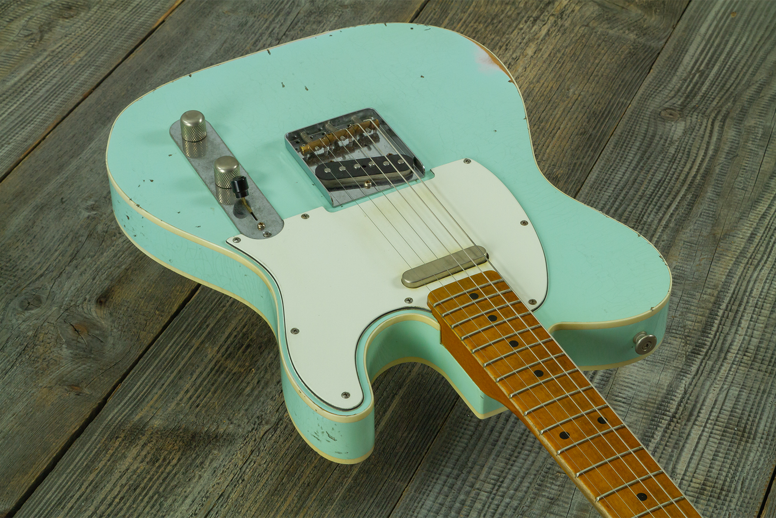 Haar Guitars Trad T Custom 2s Lindy Fralin Mn #43669 - Aged Surf Green - Televorm elektrische gitaar - Variation 1