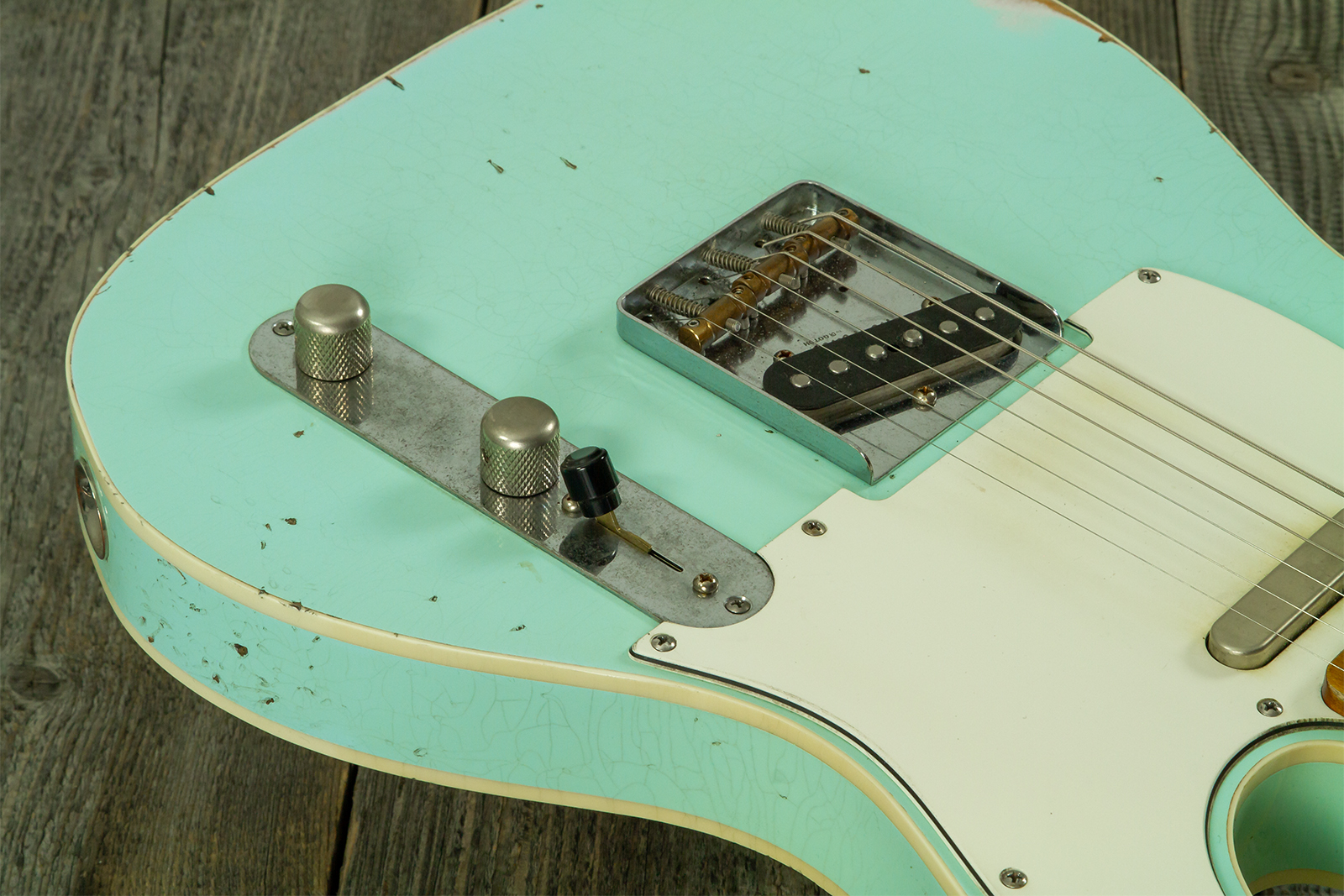 Haar Guitars Trad T Custom 2s Lindy Fralin Mn #43669 - Aged Surf Green - Televorm elektrische gitaar - Variation 3