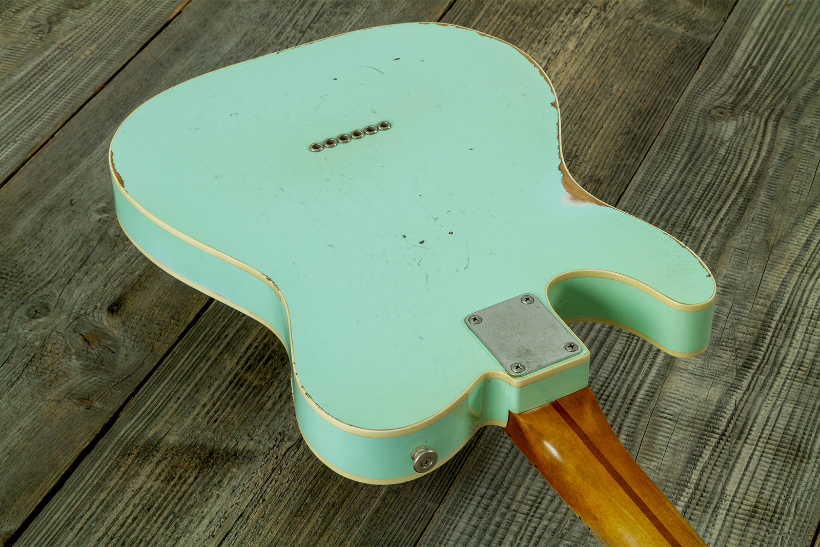 Haar Guitars Trad T Custom 2s Lindy Fralin Mn #43669 - Aged Surf Green - Televorm elektrische gitaar - Variation 8