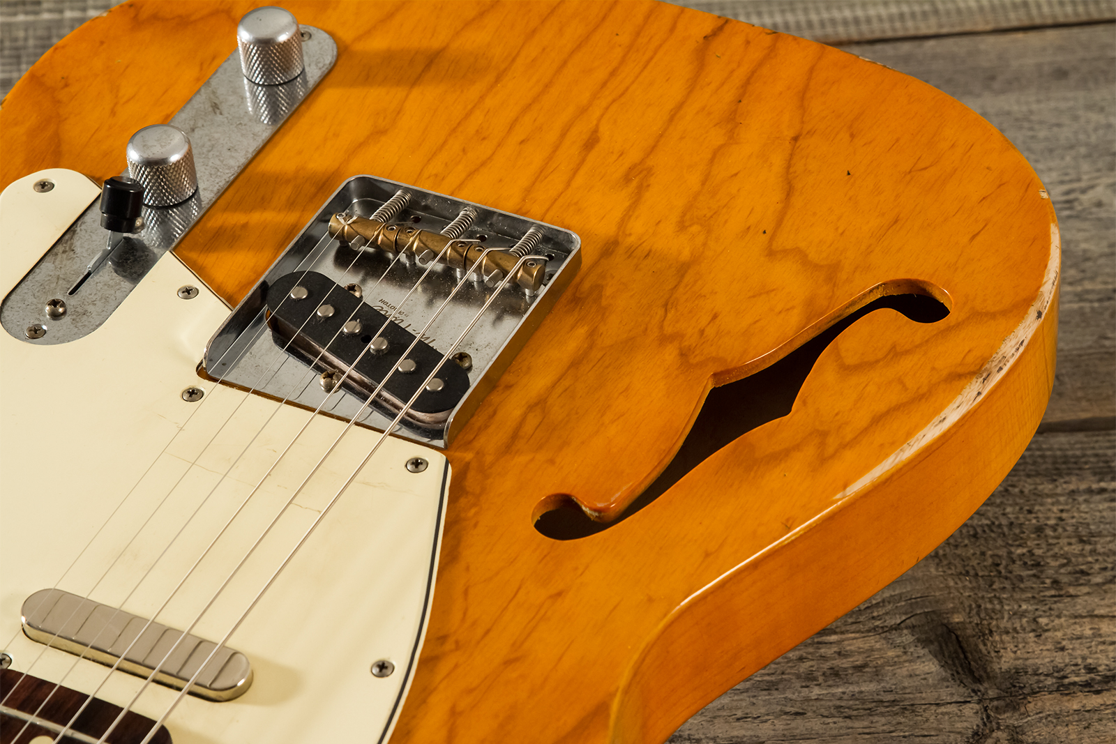 Haar Guitars Trad T Thinline 2s Lindy Fralin Ht Rw #42269 - Aged Orange Antique - Televorm elektrische gitaar - Variation 3