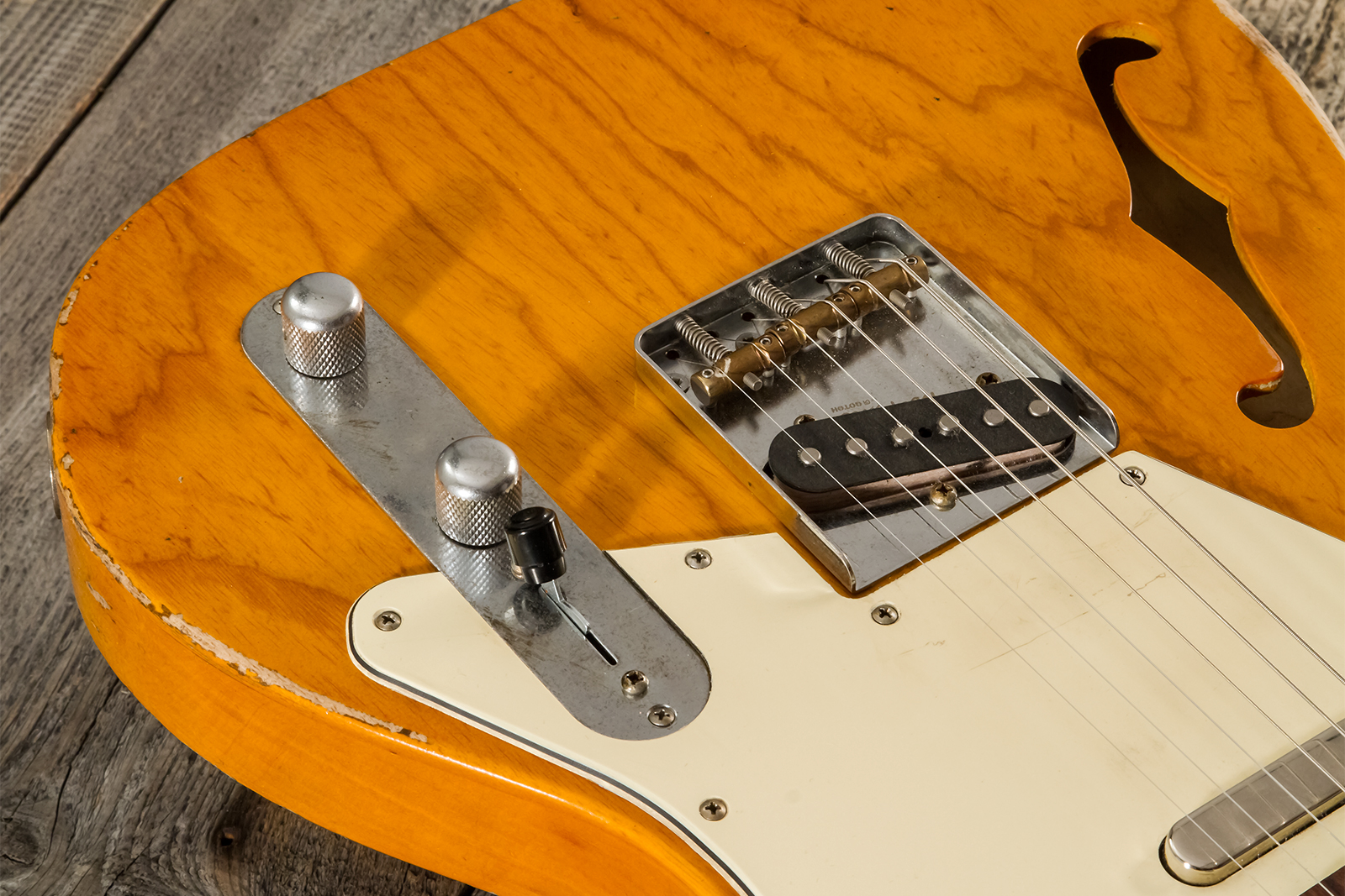 Haar Guitars Trad T Thinline 2s Lindy Fralin Ht Rw #42269 - Aged Orange Antique - Televorm elektrische gitaar - Variation 4