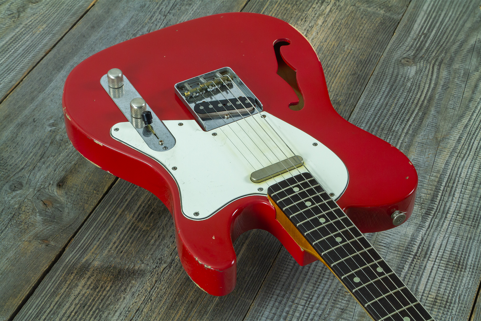 Haar Guitars Trad T Thinline 2s Lindy Fralin Rw #43661 - Aged Old Red - Televorm elektrische gitaar - Variation 3