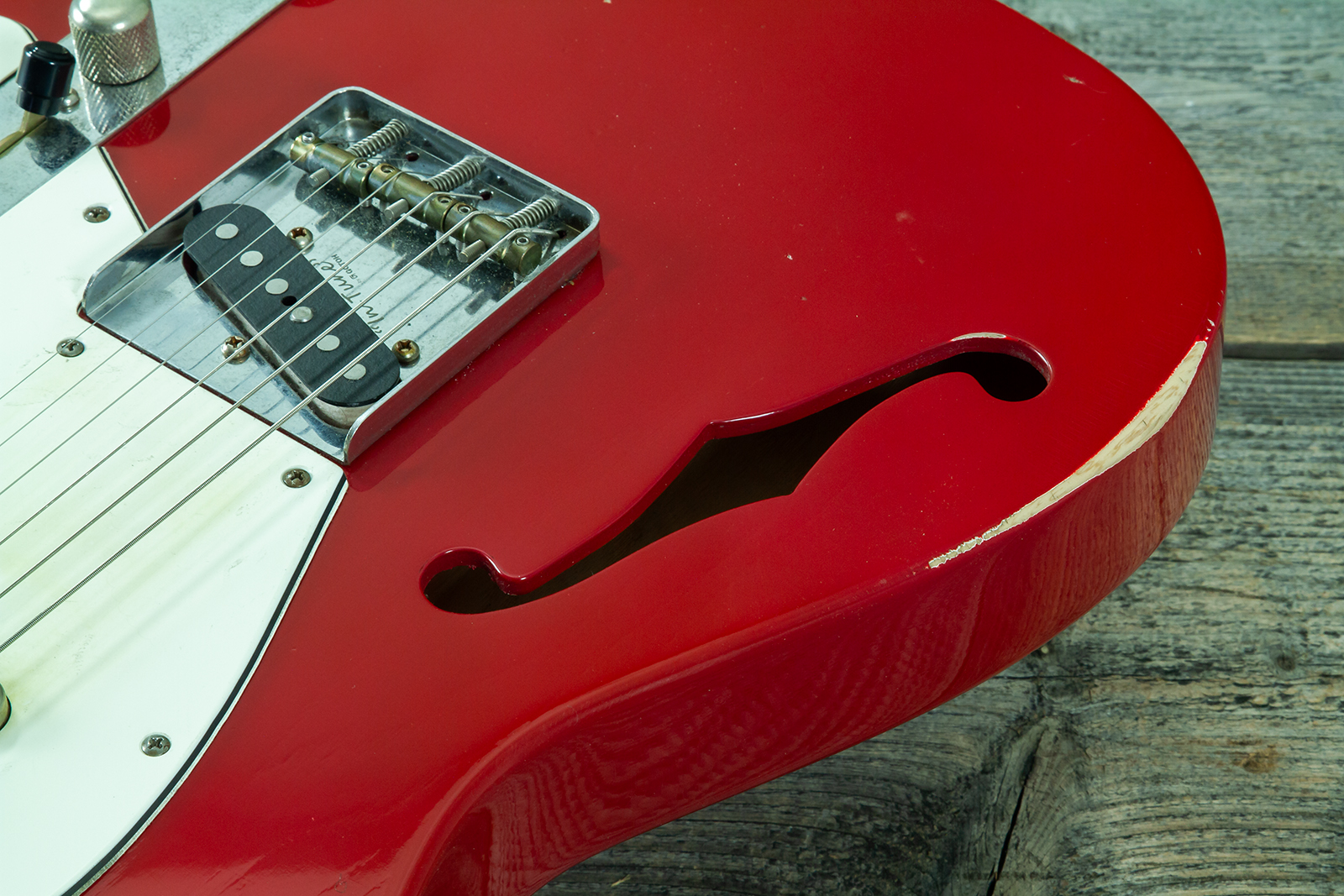 Haar Guitars Trad T Thinline 2s Lindy Fralin Rw #43661 - Aged Old Red - Televorm elektrische gitaar - Variation 4