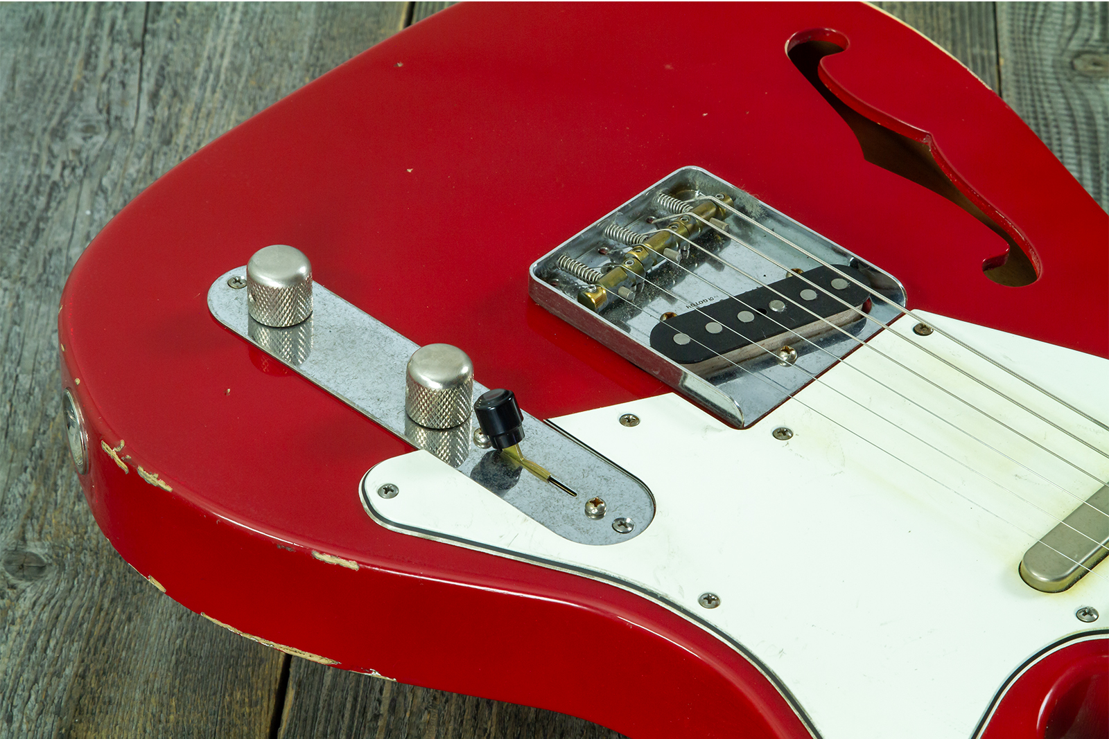 Haar Guitars Trad T Thinline 2s Lindy Fralin Rw #43661 - Aged Old Red - Televorm elektrische gitaar - Variation 5