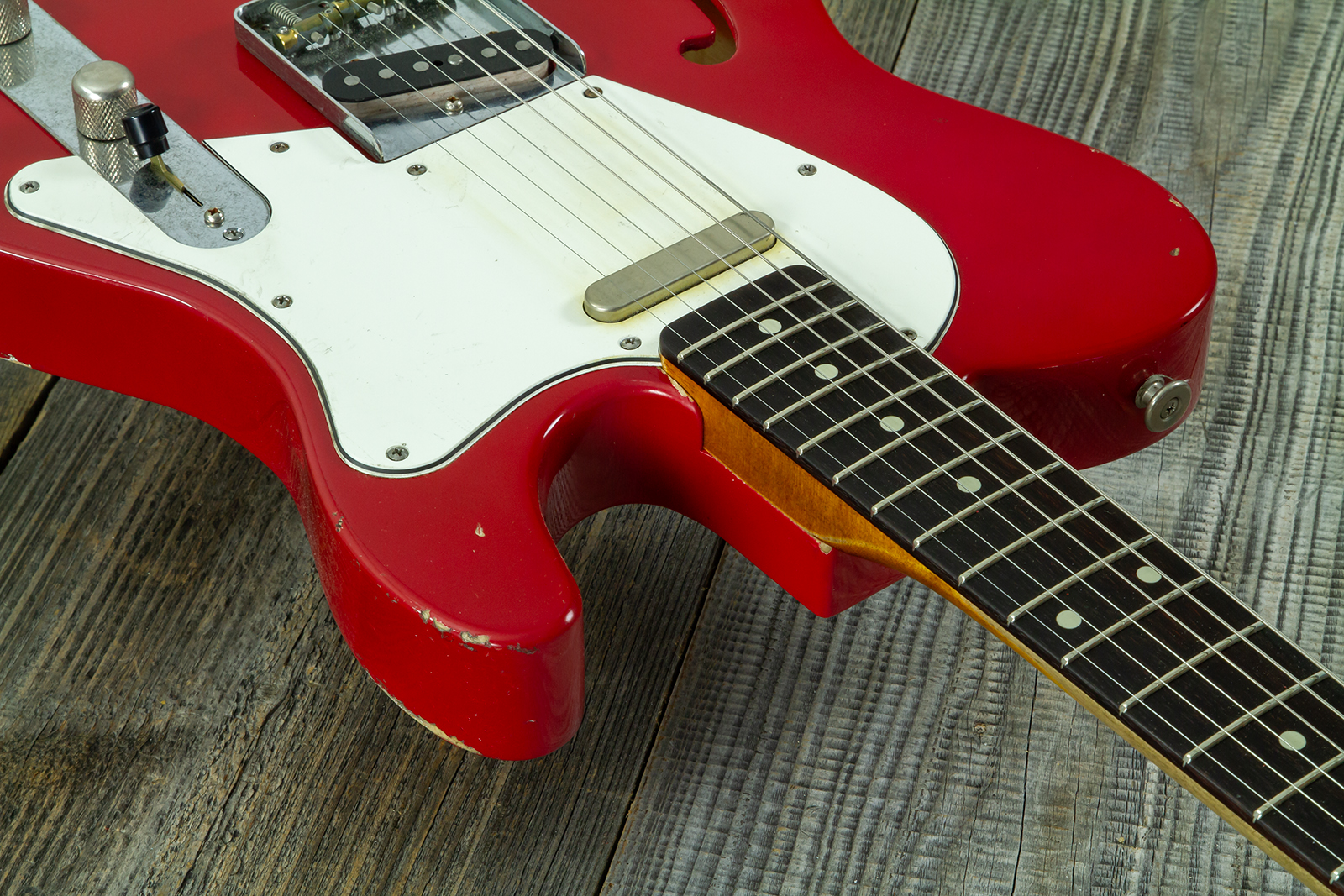 Haar Guitars Trad T Thinline 2s Lindy Fralin Rw #43661 - Aged Old Red - Televorm elektrische gitaar - Variation 6