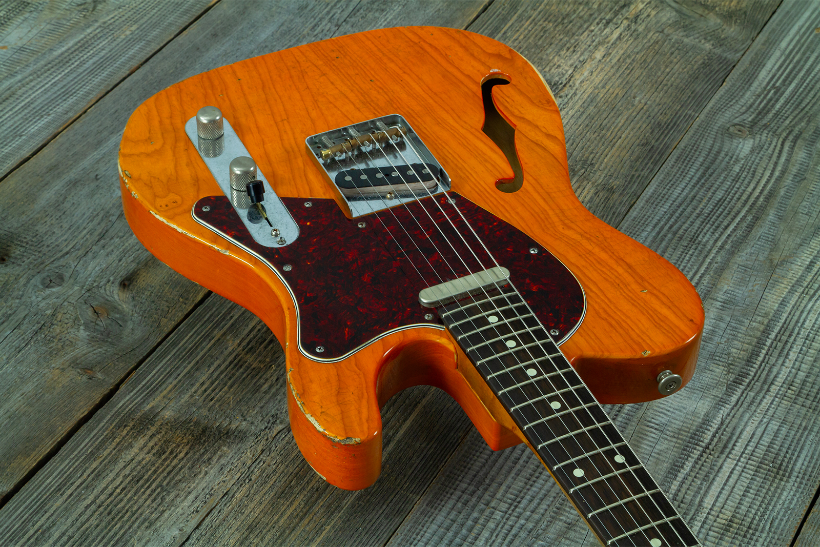Haar Guitars Trad T Thinline 2s Lindy Fralin Rw #43673 - Aged Orange See Through - Televorm elektrische gitaar - Variation 3
