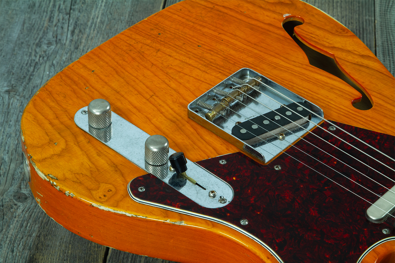 Haar Guitars Trad T Thinline 2s Lindy Fralin Rw #43673 - Aged Orange See Through - Televorm elektrische gitaar - Variation 5