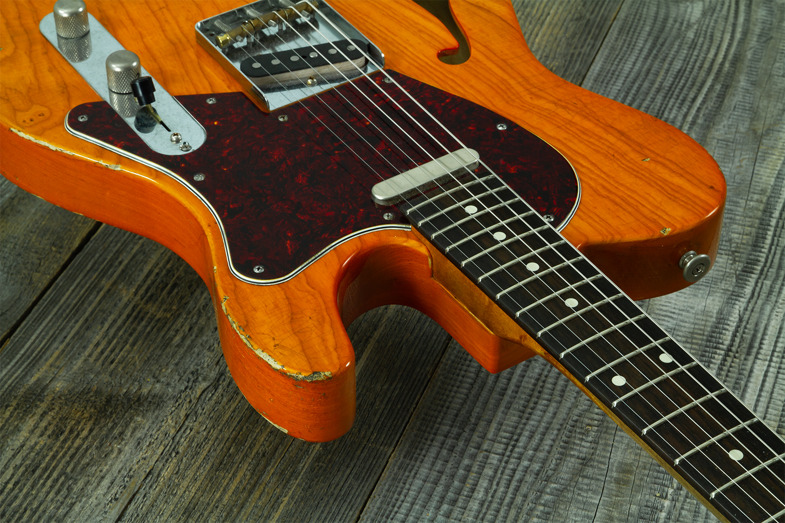Haar Guitars Trad T Thinline 2s Lindy Fralin Rw #43673 - Aged Orange See Through - Televorm elektrische gitaar - Variation 6
