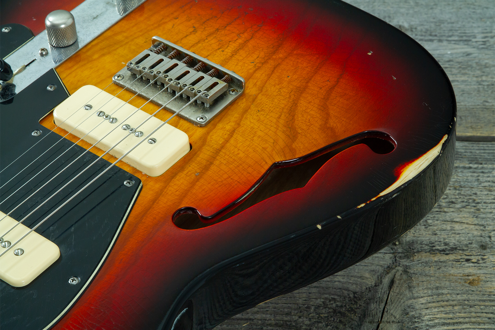 Haar Guitars Trad T Thinline 2s P90 Lindy Fralin Rw #43668 - Aged 3 Tone Sunburst - Televorm elektrische gitaar - Variation 3