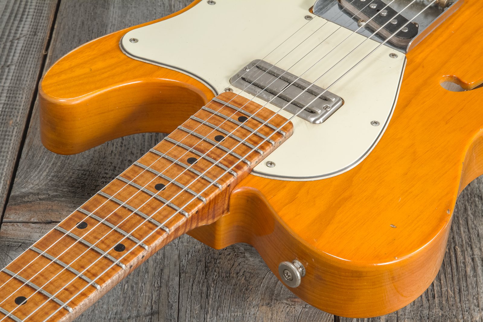 Haar Guitars Trad T Thinline Sh Tv Jones / Lindy Fralin Ht Mn #42270 - Aged Orange Antique - Televorm elektrische gitaar - Variation 4