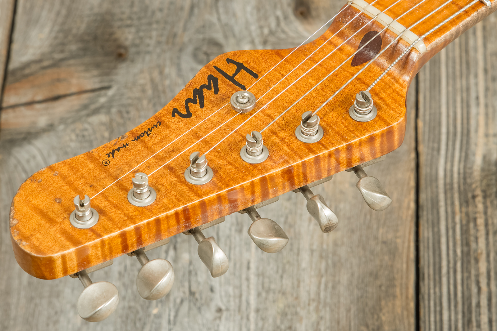 Haar Guitars Trad T Thinline Sh Tv Jones / Lindy Fralin Ht Mn #42270 - Aged Orange Antique - Televorm elektrische gitaar - Variation 6