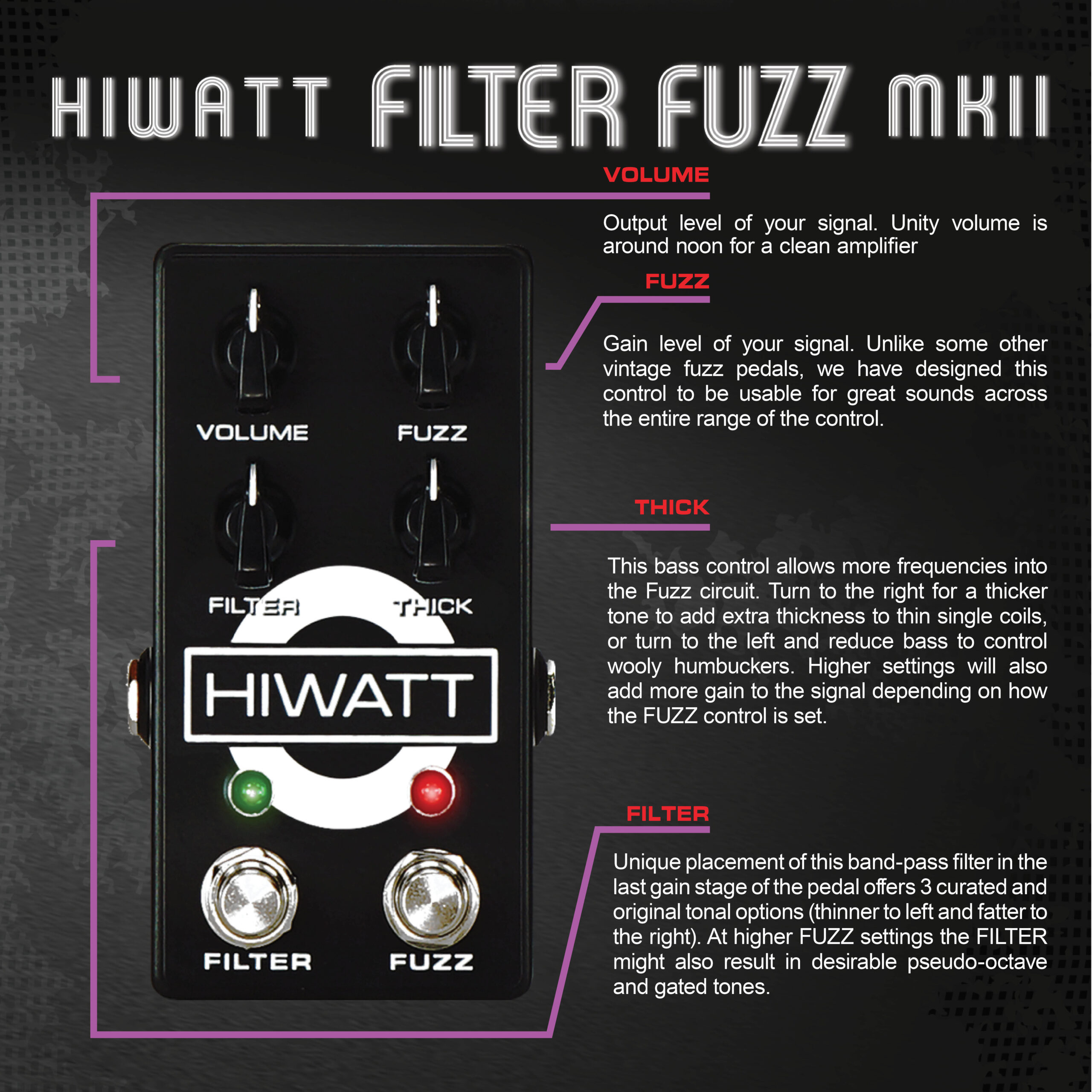 Hiwatt Filter Fuzz Mkii - Overdrive/Distortion/fuzz effectpedaal - Variation 2