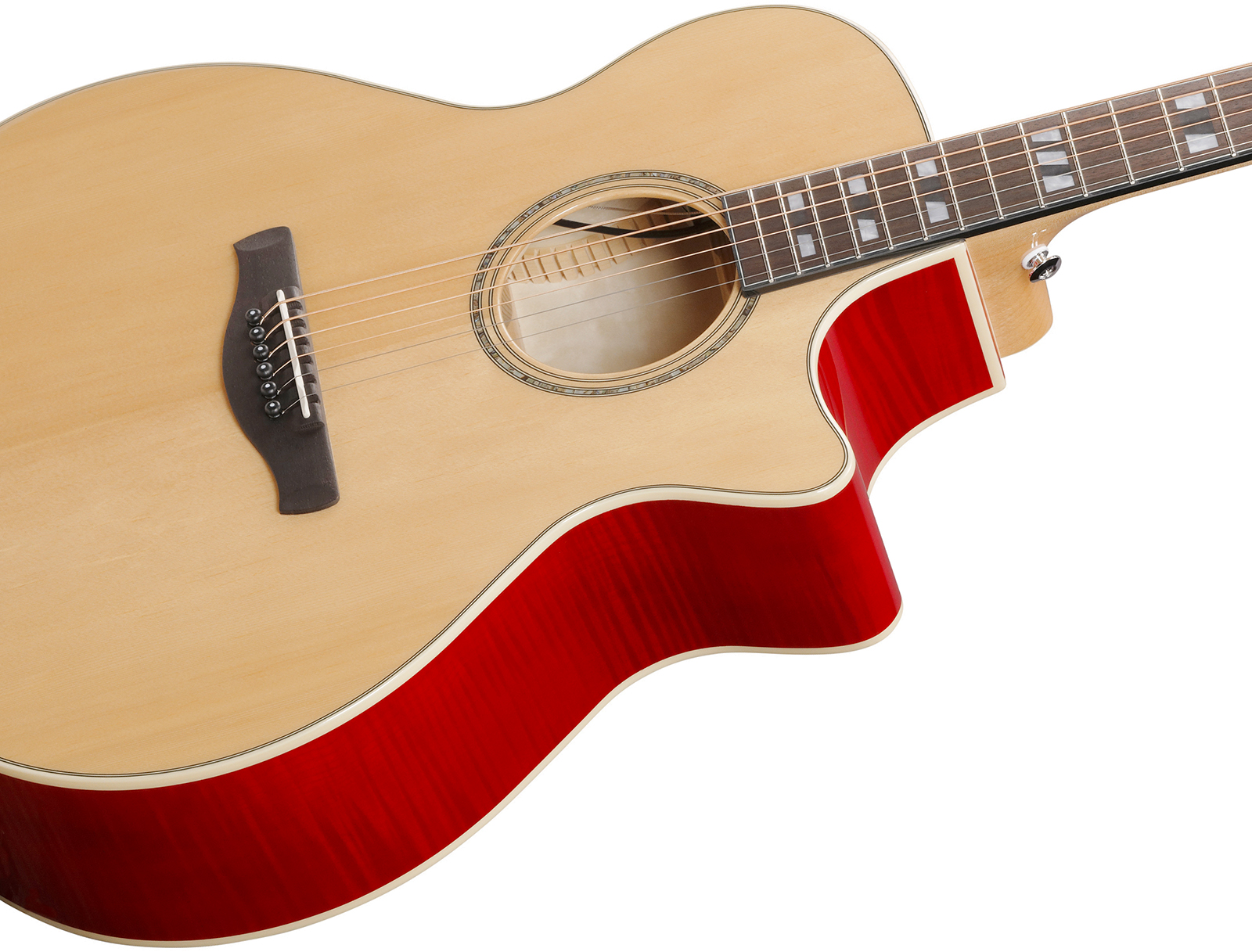 Ibanez Ae170 Ntr Concert Thinline Cw Epicea Erable Ova - Natural Top, Transparent Red Back - Folk gitaar - Variation 3