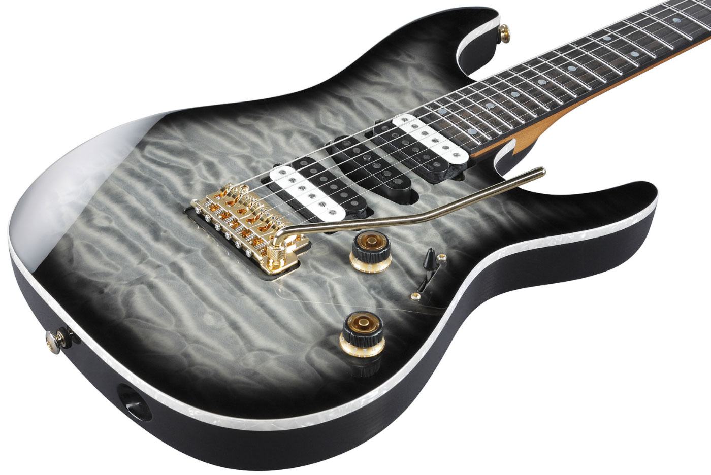 Ibanez Az47p1qm Bib Premium Hsh Di Marzio Trem Eb - Black Ice Burst - Elektrische gitaar in Str-vorm - Variation 1