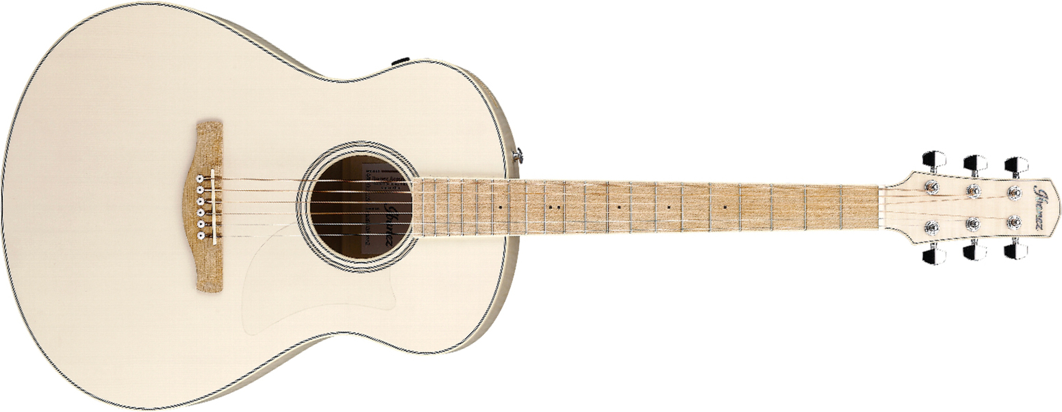 Ibanez Aam370e Oaw Advanced Auditorium Epicea Erable Mn - Open Pore Antique White - Folk gitaar - Main picture