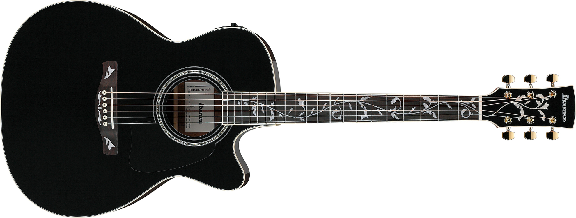 Ibanez Ac391rce Bkh Artwood Grand Concert Cw Shsc Epicea Palissandre Rw - Black Top - Folk gitaar - Main picture