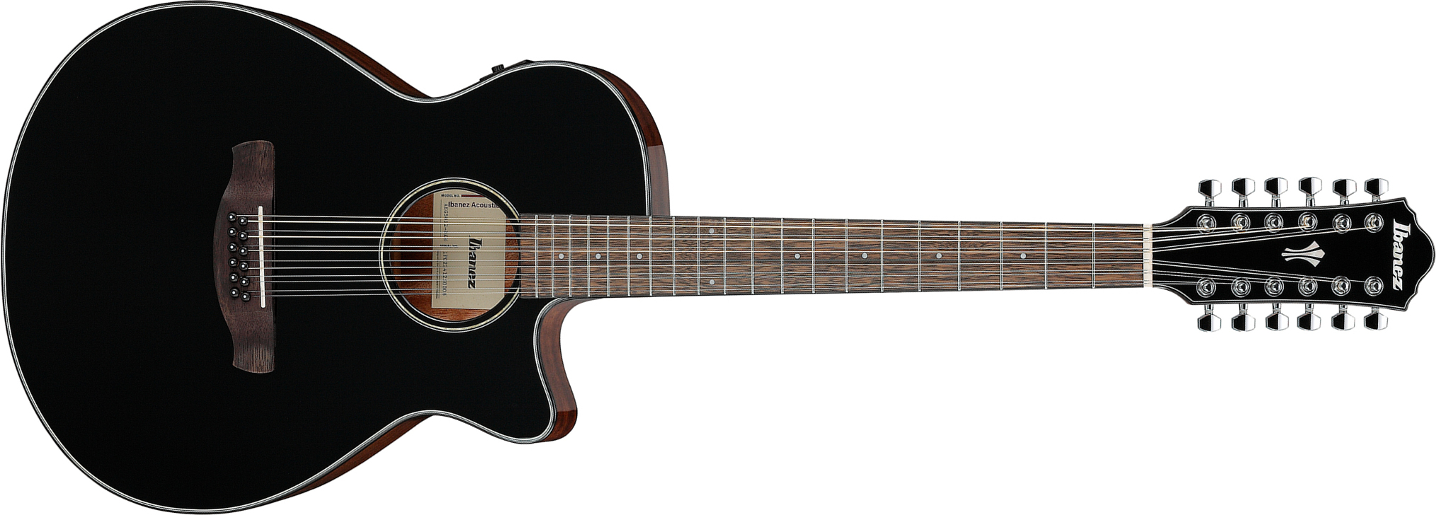 Ibanez Aeg5012 Bkh Concert 12c Epicea Okoume Lau - Black - Folk gitaar - Main picture
