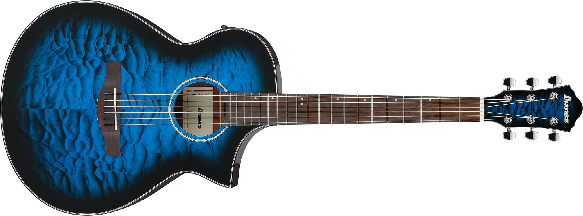 Ibanez Aewc16qa Tlh Grand Concert Cw Tilleul Sapele Rw - Transparent Blue Sunburst - Folk gitaar - Main picture