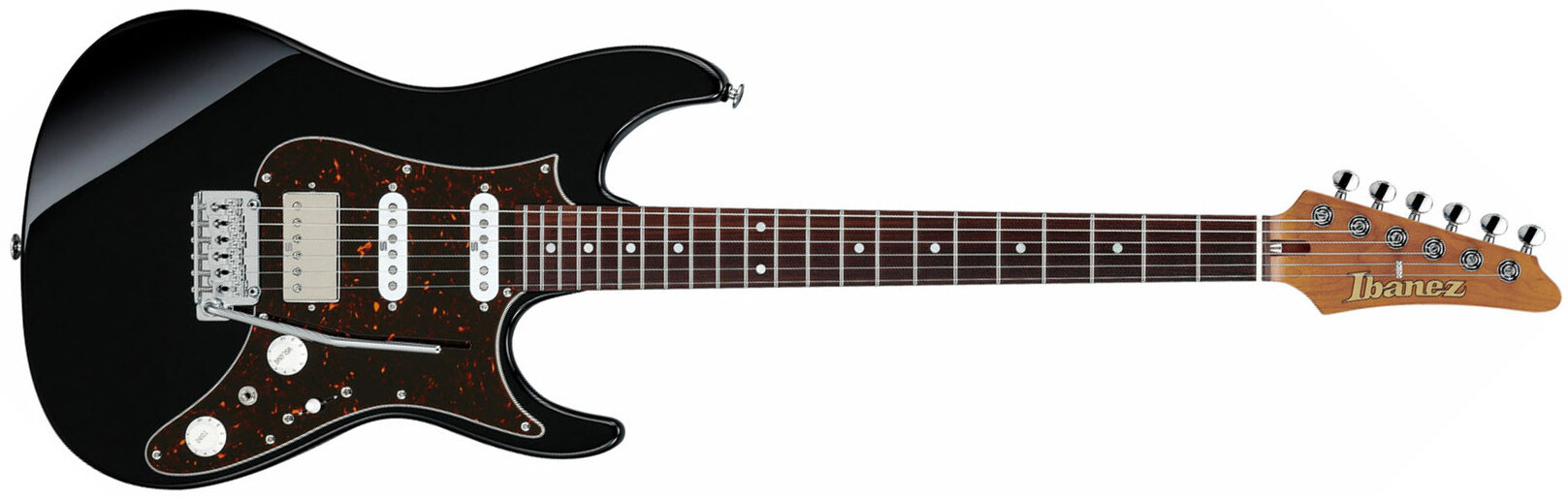 Ibanez Az2204b Bk Prestige Jap Hss Seymour Duncan Trem Mn - Black - Elektrische gitaar in Str-vorm - Main picture