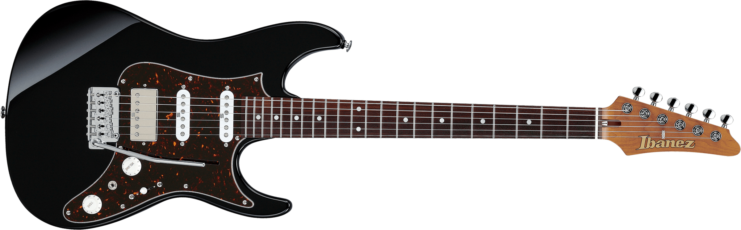 Ibanez Az2204n Bk Prestige Jap Hss Seymour Duncan Trem Rw - Black - Elektrische gitaar in Str-vorm - Main picture
