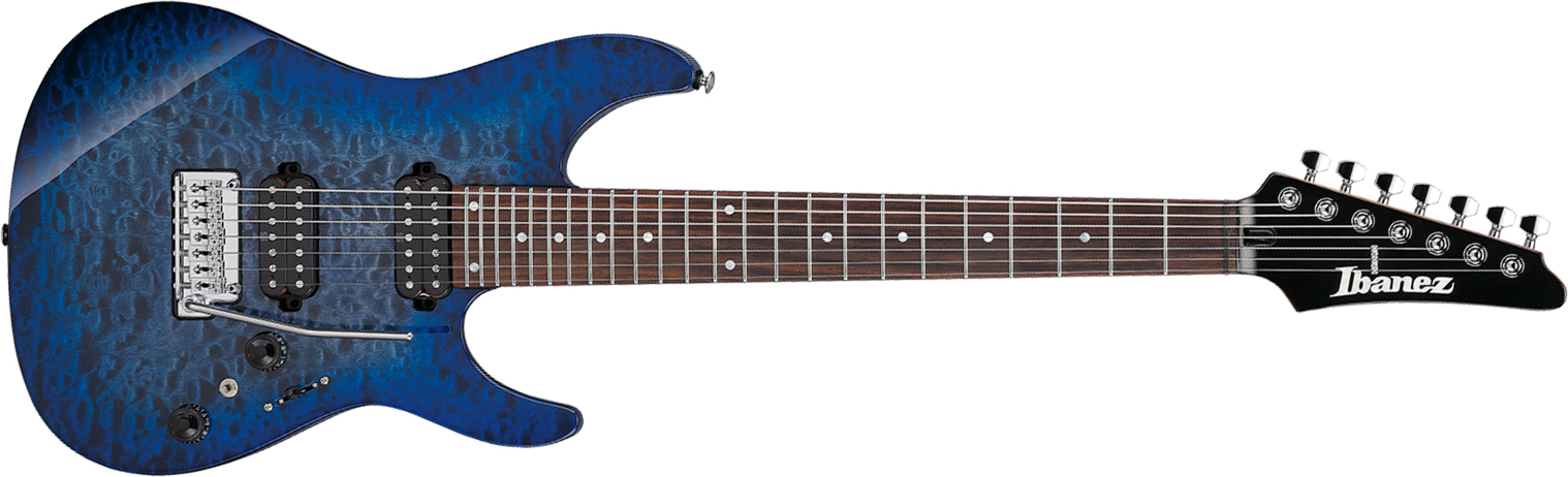 Ibanez Az427p2qm Tub Premium 2h Seymour Duncan Trem Rw - Twilight Blue Burst - 7-snarige elektrische gitaar - Main picture