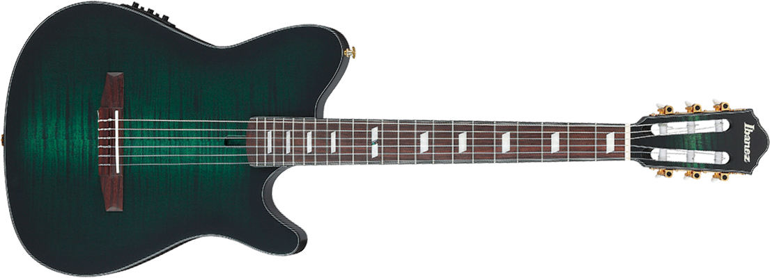 Ibanez Frh20fmn Dgl Hollow Cw Erable Sapele Rw - Deep Emerald Green - Klassieke gitaar 4/4 - Main picture