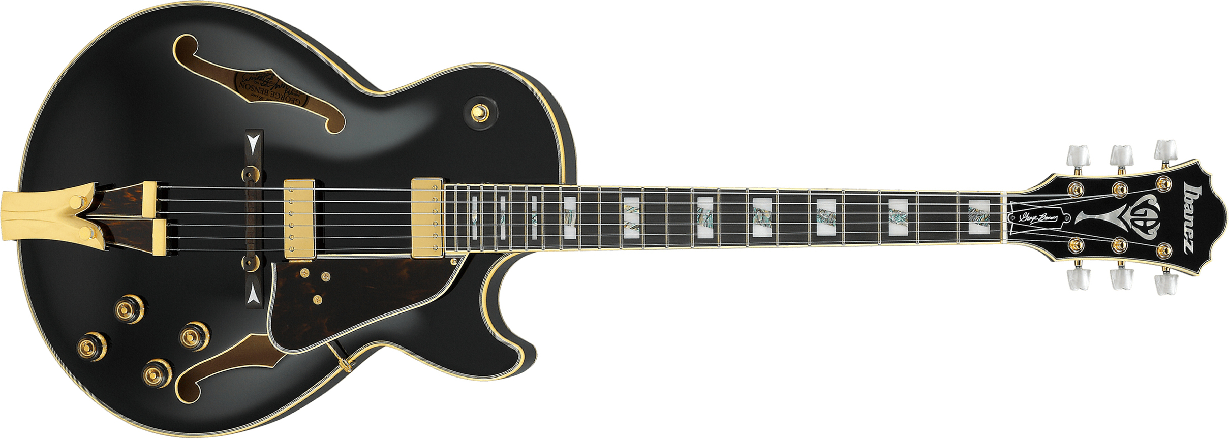 Ibanez George Benson Gb10 Bs Prestige Jap Signature 2h Ht Eb - Black - Hollow bodytock elektrische gitaar - Main picture