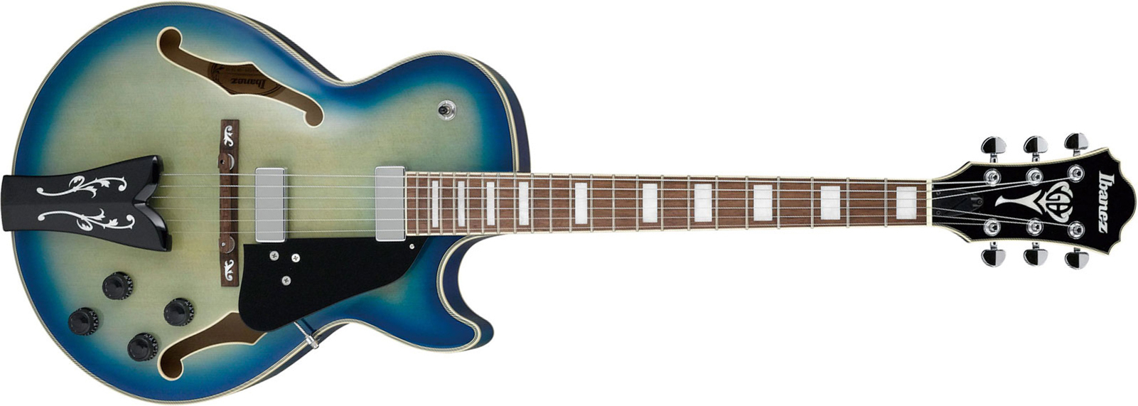 Ibanez George Benson Gb10em Jbb Signature Hh Ht Eb - Jet Blue Burst - Hollow bodytock elektrische gitaar - Main picture