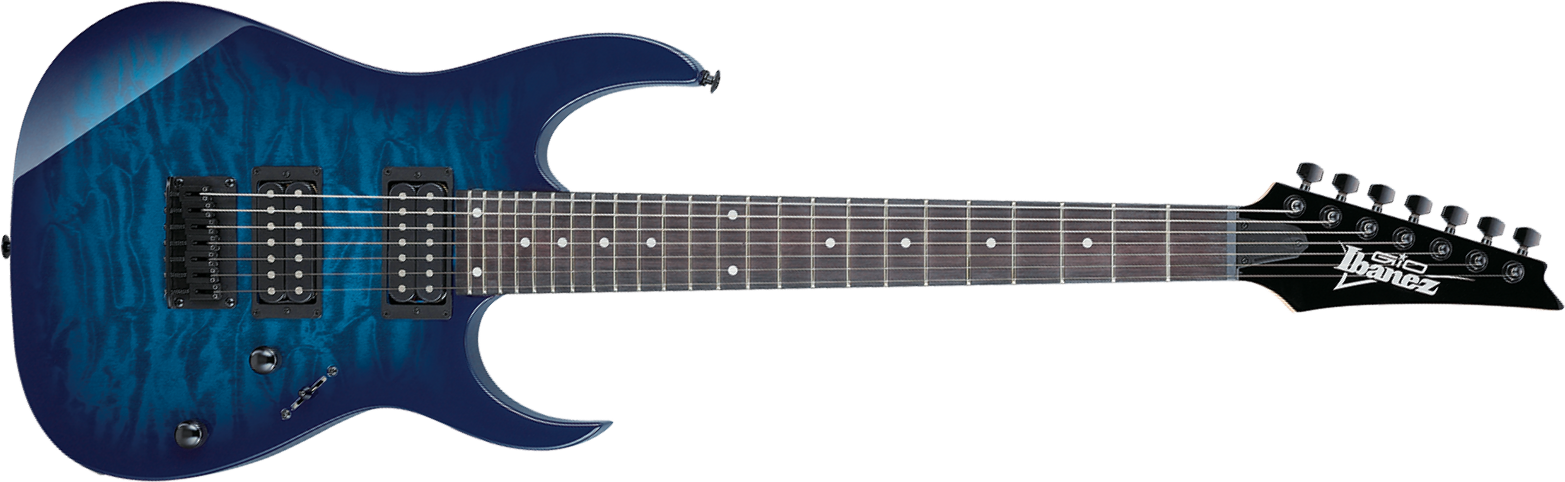 Ibanez Grg7221qa Tbb Gio 7c 2h Ht Pur - Transparent Blue Burst - Elektrische gitaar in Strat vorm - Main picture