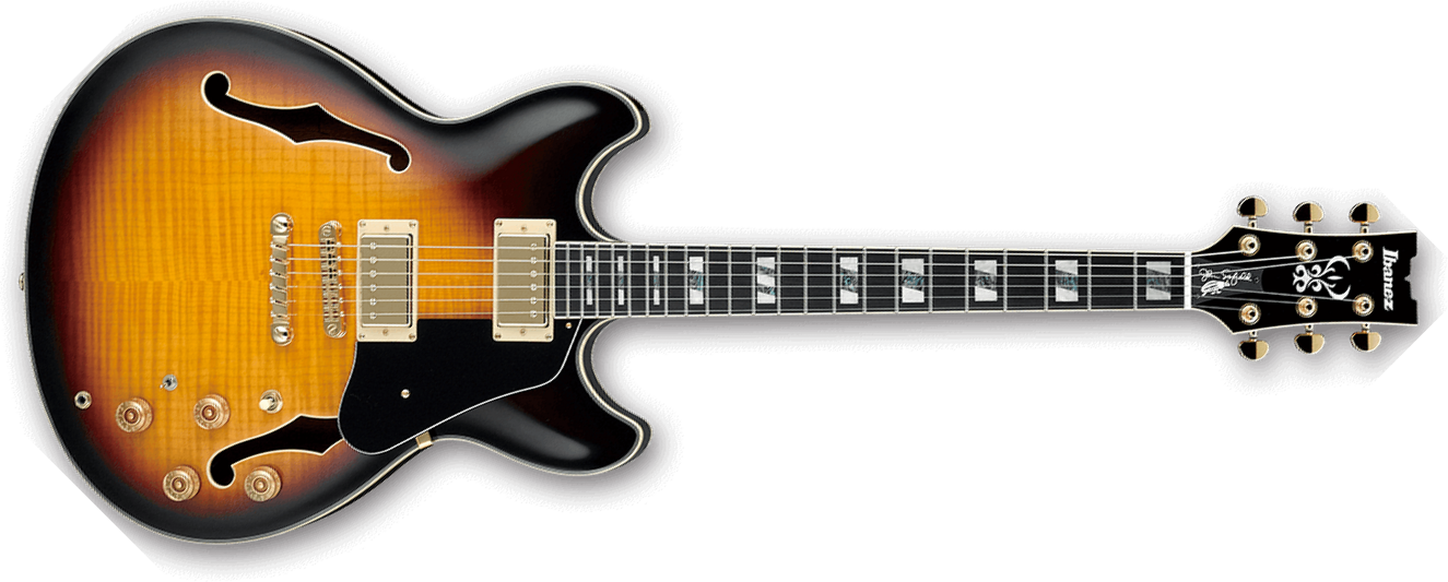 Ibanez John Scofield Jsm10 Vys Signature Hh Ht Eb - Vintage Yellow Sunburst - Semi hollow elektriche gitaar - Main picture
