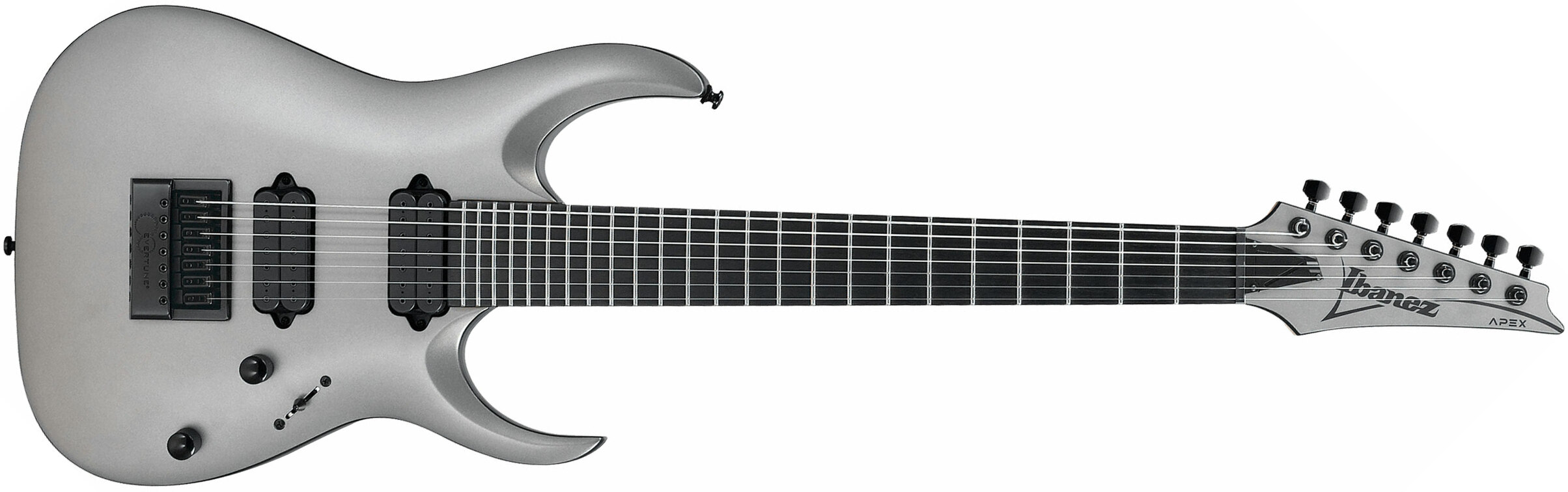 Ibanez Munky Apex30 Signature 7c Hh Dimarzio Ht Eb - Metallic Gray Matte - 7-snarige elektrische gitaar - Main picture